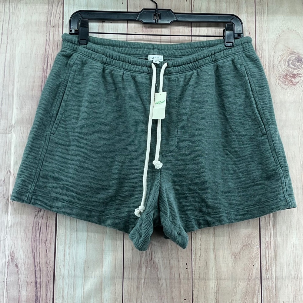 Aerie Chill Play Short Sweat Shorts Green Size Medium Drawstring‎ Elastic Waist